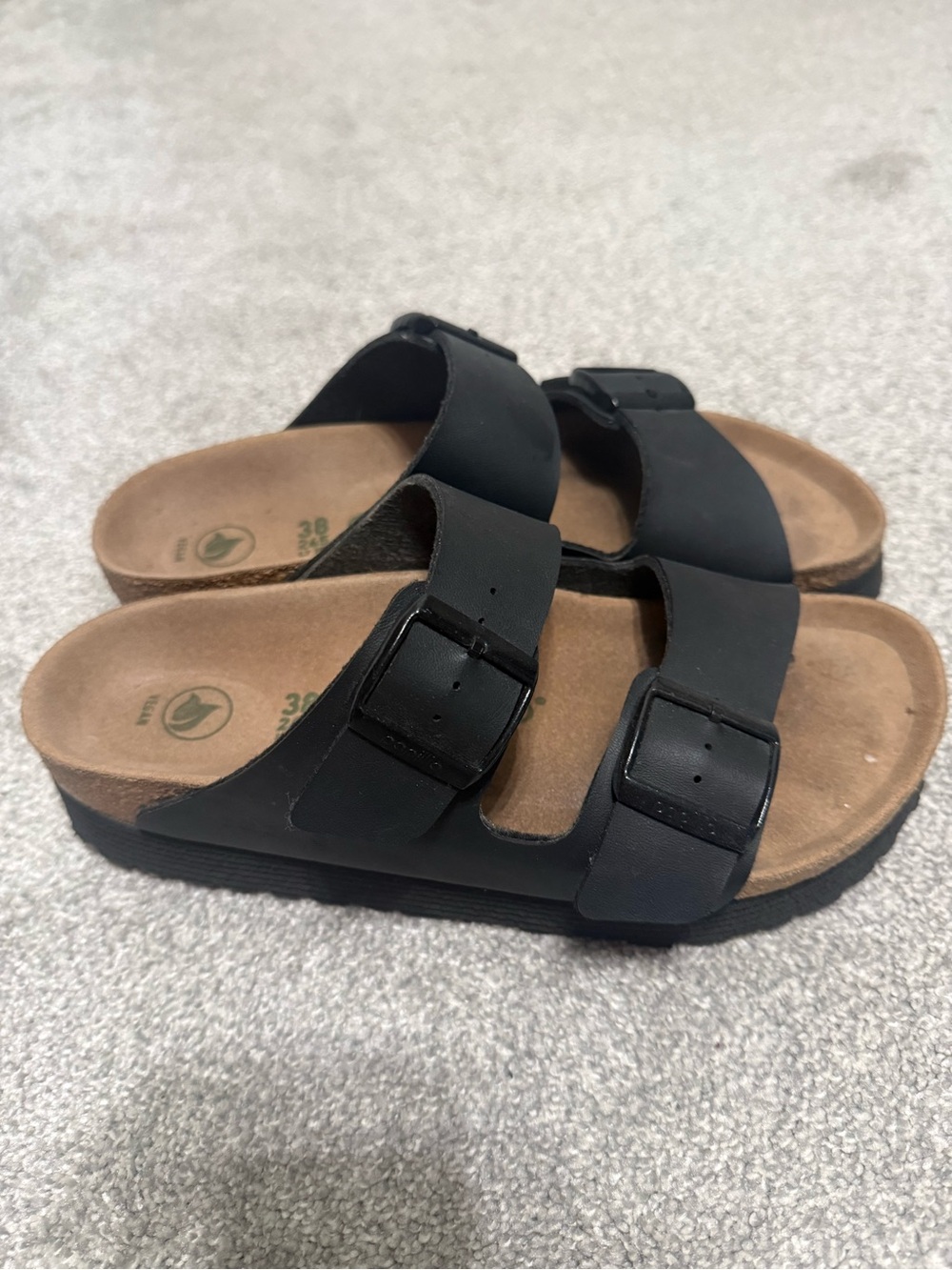 Platform Black Double Strap Buckle Slide Sandals